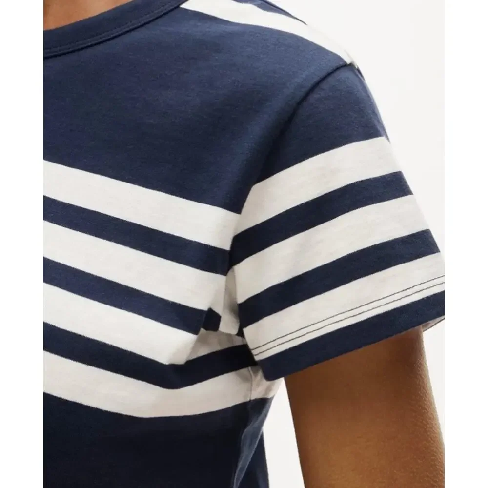 J Crew Boyfriend Jersey T Shirt S NWT Top Tee CS305 Wembley Blue White Coastal